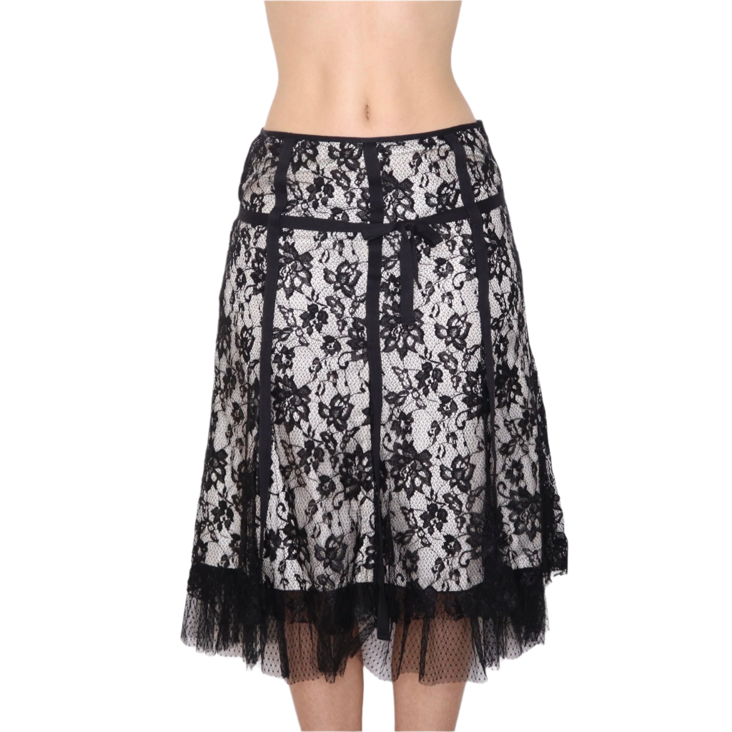 Y2K French Lace Midi Skirt (S)
