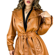 1970s Faux Leather Trench Coat (L)