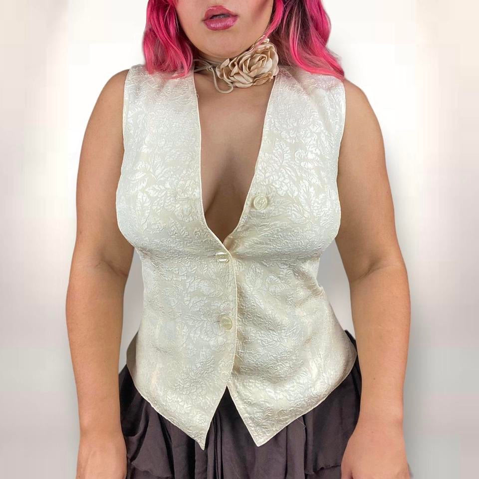 90s Express Ivory Silk Vest (Medium)