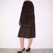 90s Brown Faux Fur Coat (L)