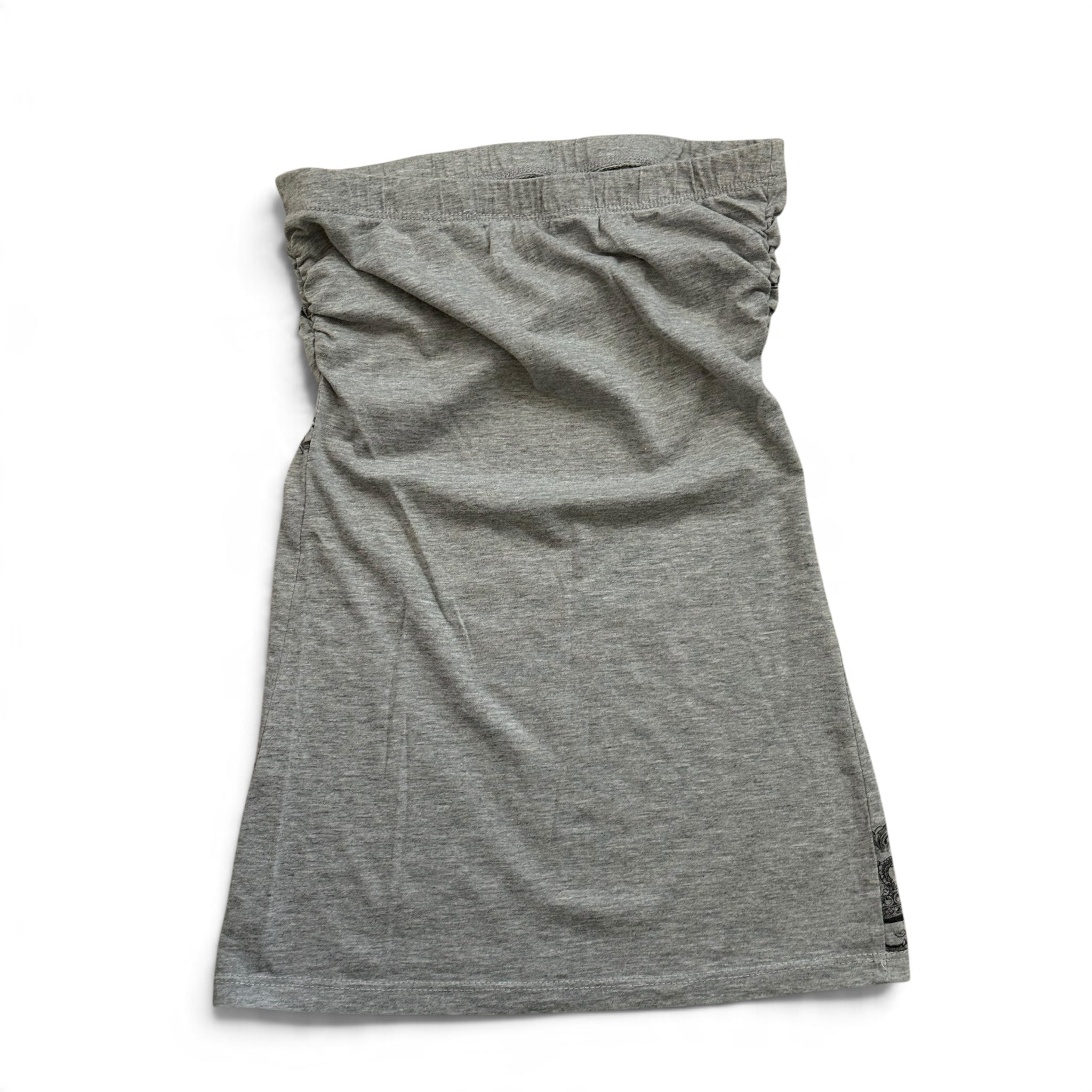 Y2K Grey ornate/grunge-style royal crown strapless tube top (XS/S)