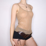 Y2K Nude Mesh Tank Top (M/L)