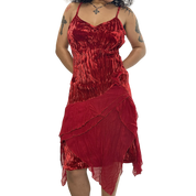 Vintage Italian Asymmetrical Sheer Ruffle Midi Dress (S/M)