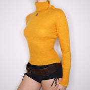 Y2K Orange Mohair Turtleneck Sweater (S/M)