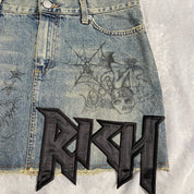 Richmond embellished mini denim skirt (S)