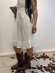 European Vintage Lace Cotton Milkmaid Summer Dress