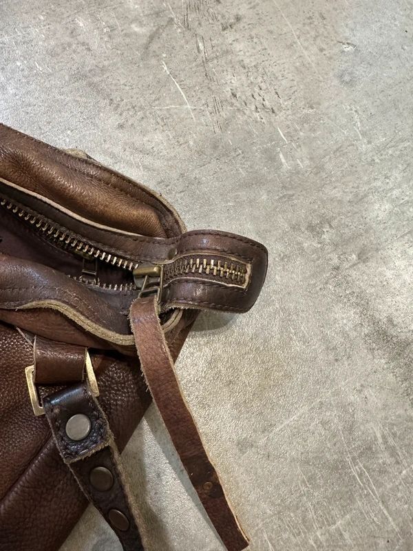 Vintage Diesel red Label Brown Leather Western Studded Shoulder Bag