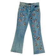 Beaded Butterfly Appliqué Jeans (M)