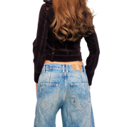 Dark Brown Corduroy Double Zip Jacket (XS)