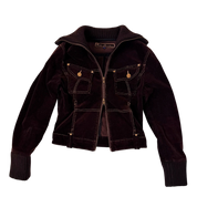 Dark Brown Corduroy Double Zip Jacket (XS)