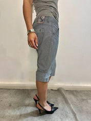 Vintage Espirit Pinstriped Cotton Cropped Capri Pants (UK 10 / small 12, S/M)