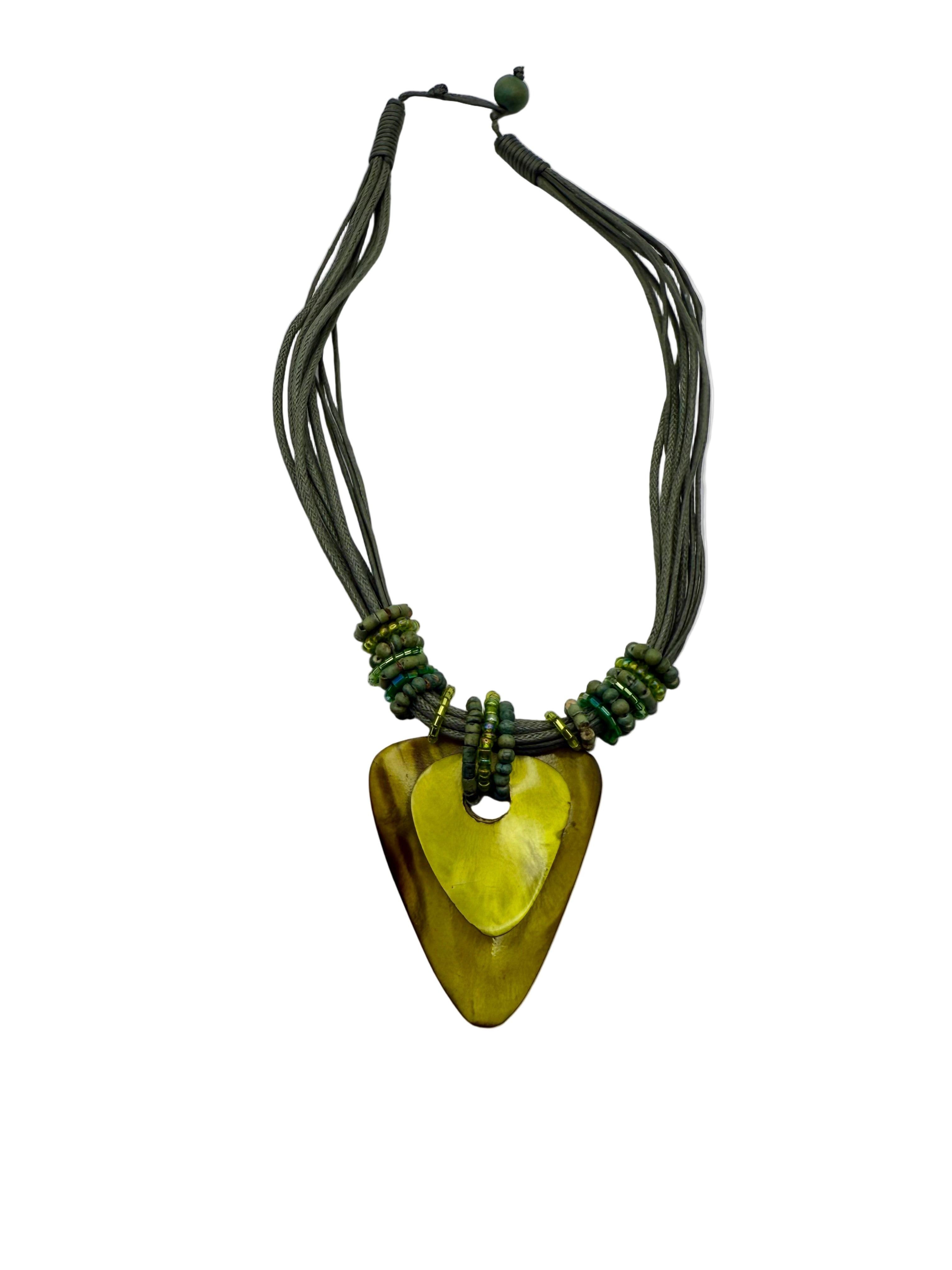 Olive Green Layered Pendant Necklace