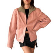 Pink Genuine Leather Jacket (L)