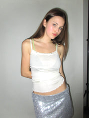 Silver Sequin Mini Skirt (S)