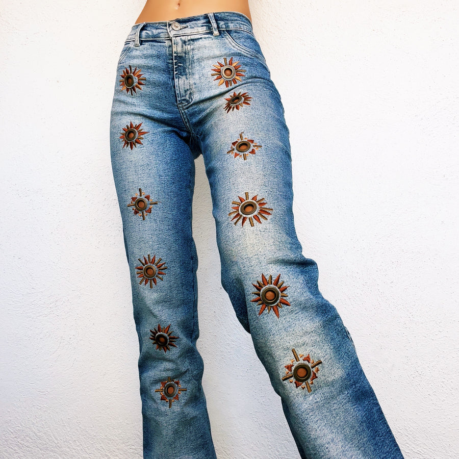 Funky Sunshine Grommet Jeans (XS/S)