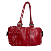 Vintage Red Leather Oversized Shoulder Bag