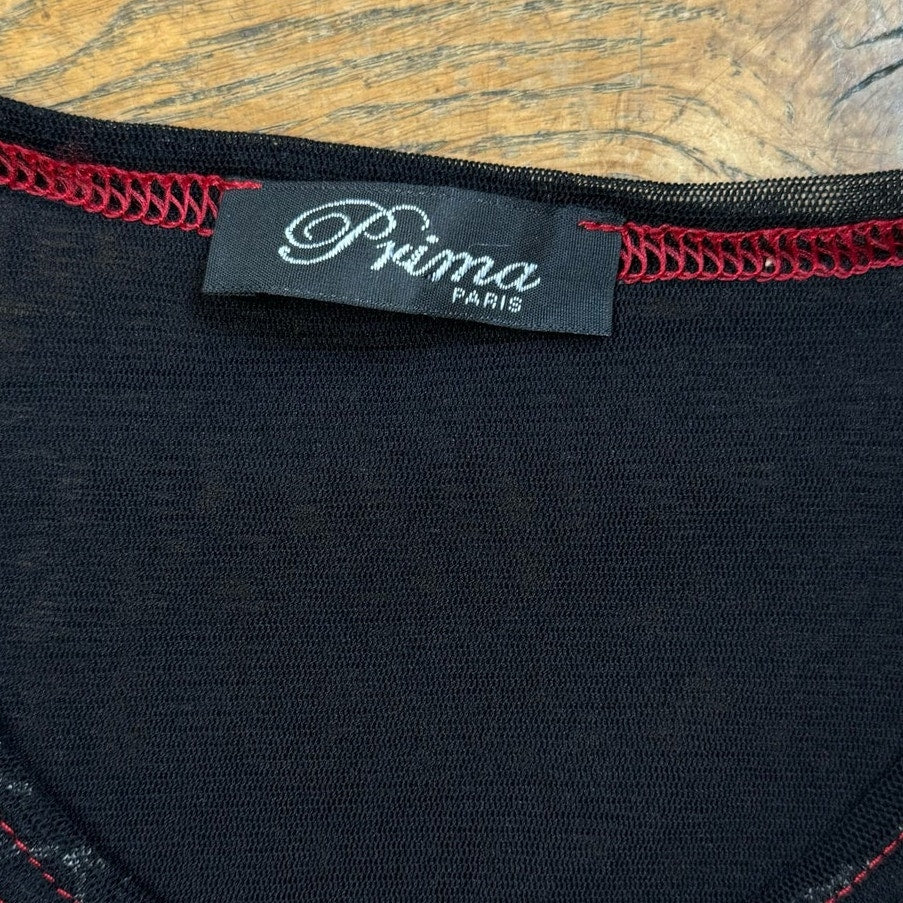 Vintage 00s Euro Detailed Mesh Long Sleeve Top (S)