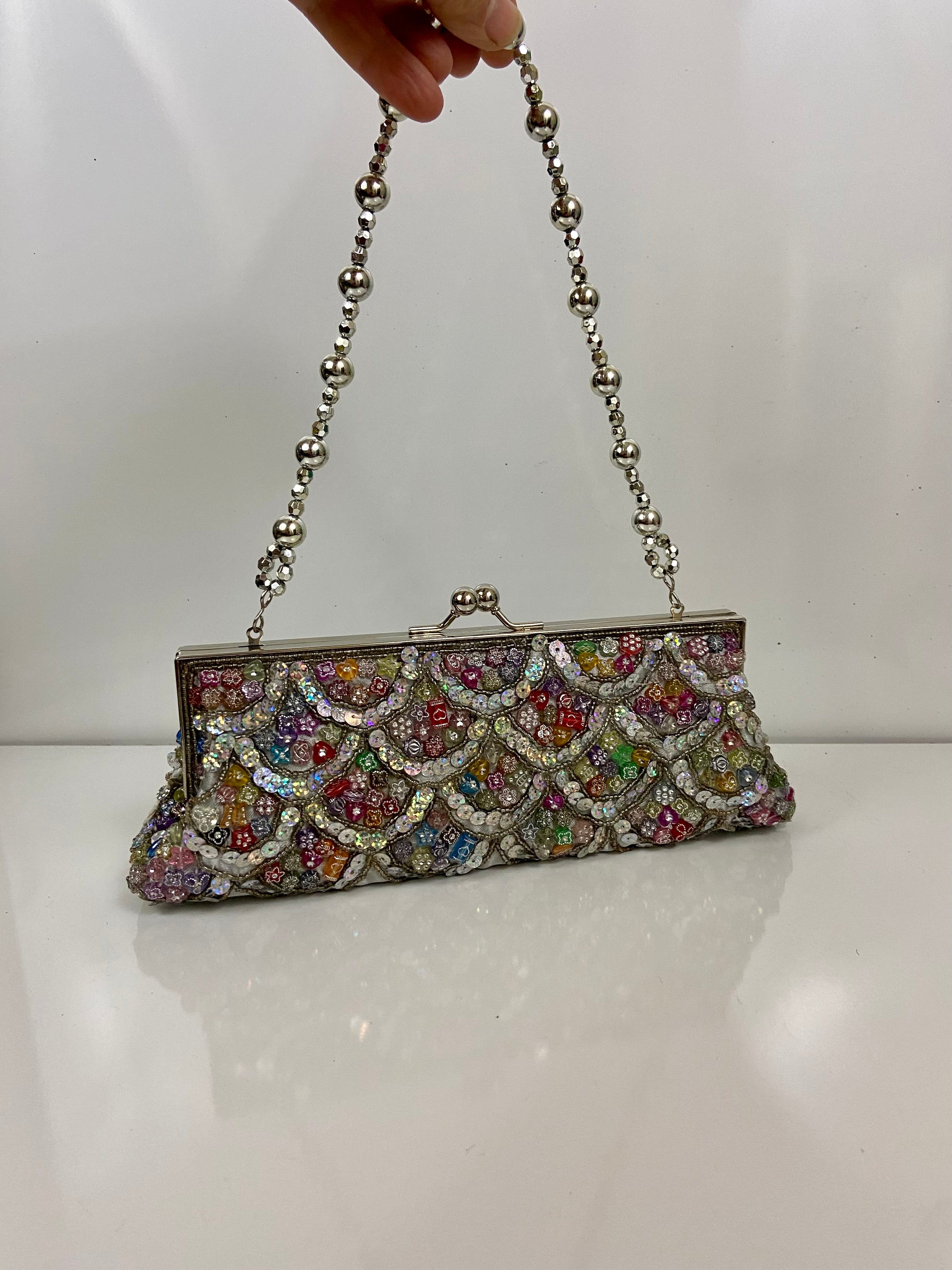 Beaded evening bag multi color