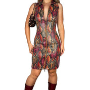 Caché Wet Look Snakeskin Dress (S)