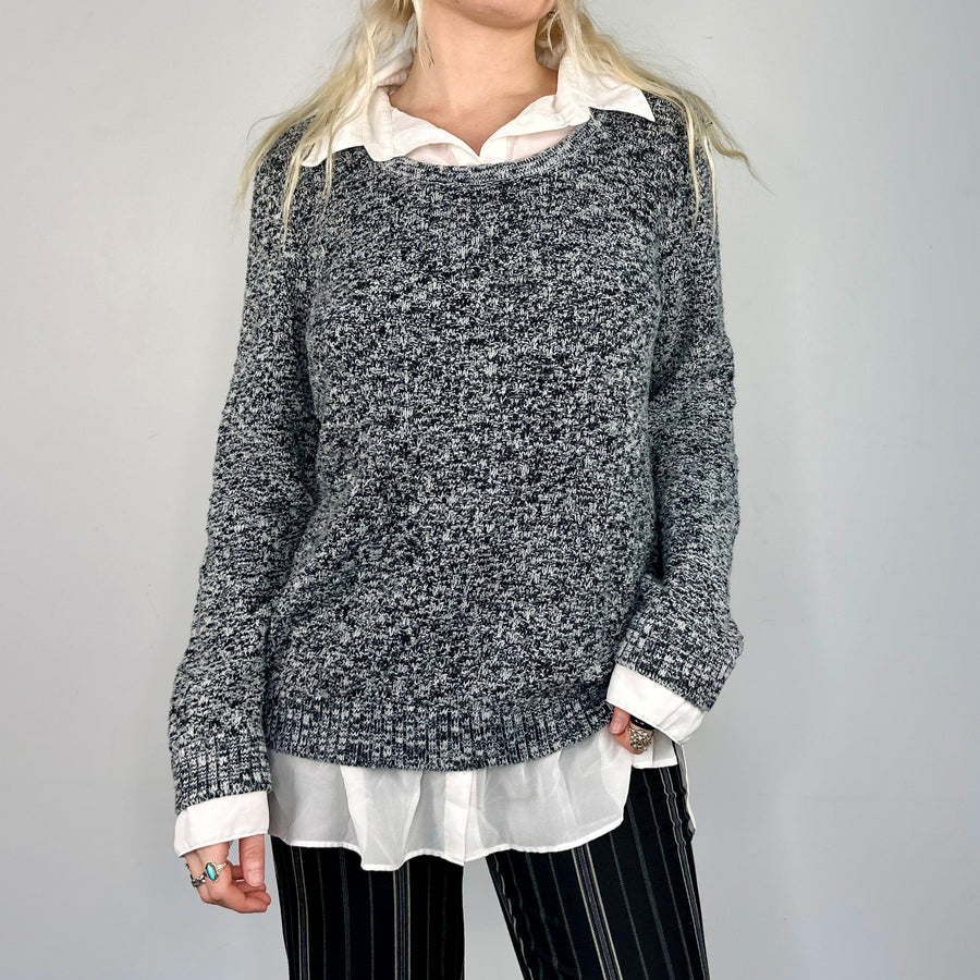 Layered Collared Sweater Blouse (XL)