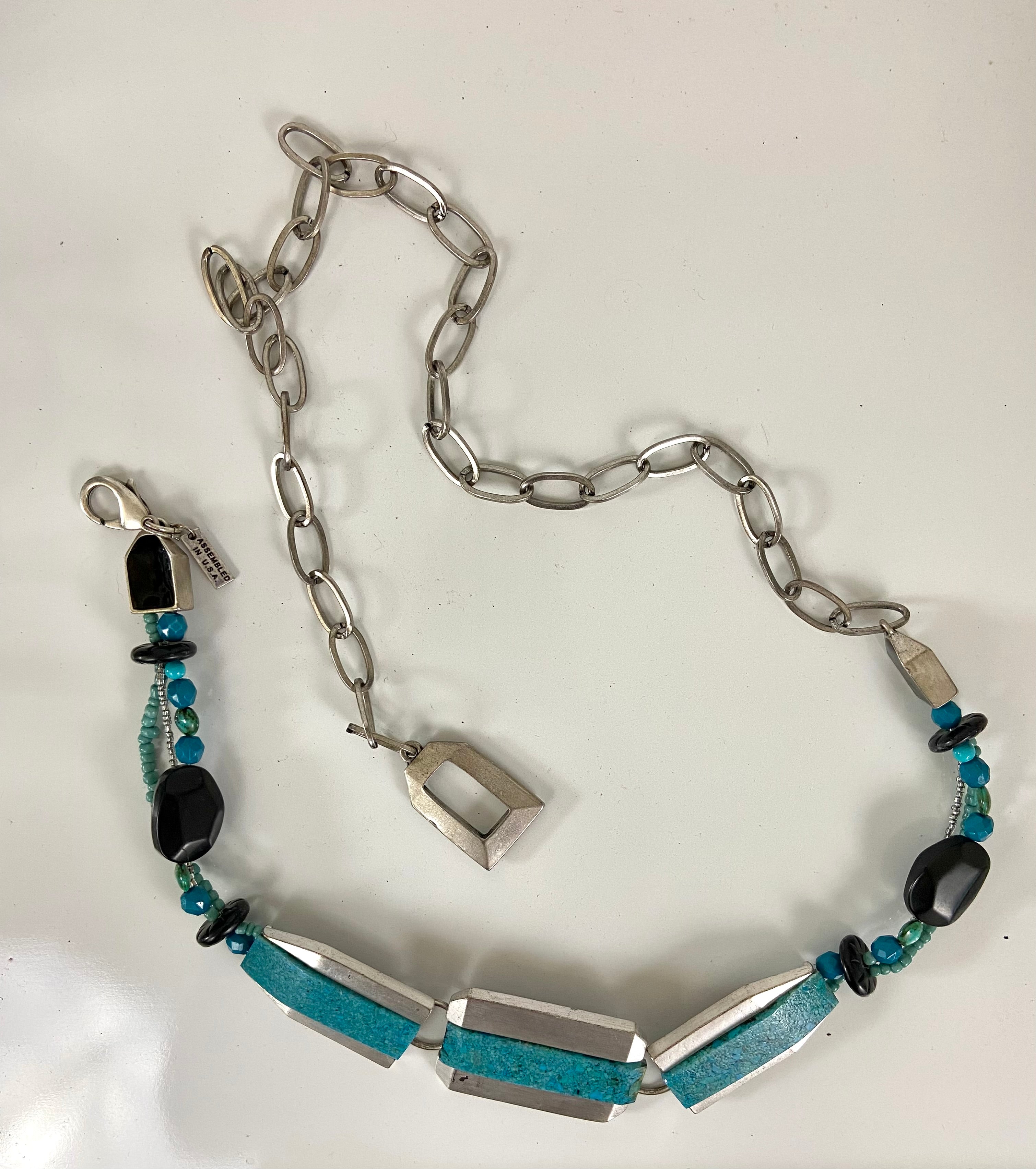 BLUE AND SILVER PLATE CHUNKY TURQUOISE COLOR