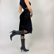 Vintage Deep Blue Velvet Midi Skirt (xs)