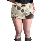 Cow Print Faux Fur Skirt (XS-5X)