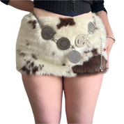 Cow Print Faux Fur Skirt (XS-5X)