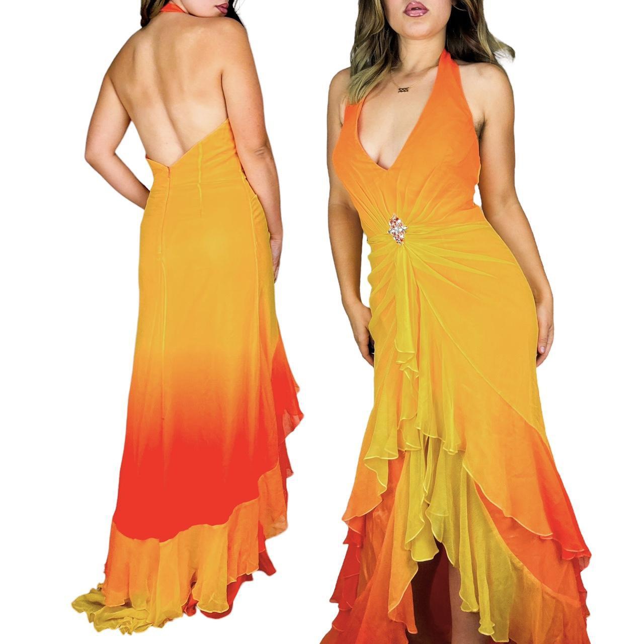 Y2K Silk Sunset Gradient Gown (L)