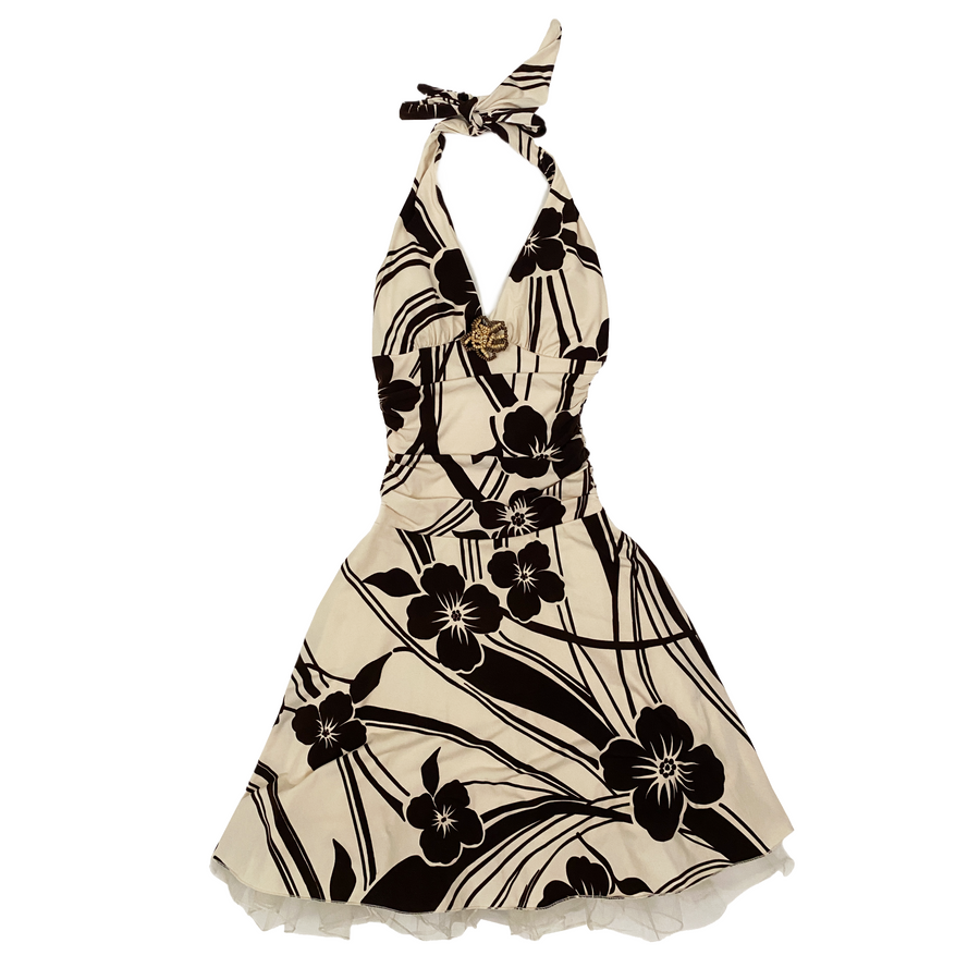 Y2K Slinky Floral Halter Dress (S) — Holy Thrift