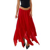Vintage Red Mesh Maxi Skirt (S)