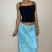 Italian Vintage blue sequin maxi skirt (S/M)