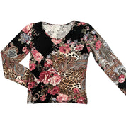 00s black & pink cheetah and floral long sleeve (XS/S)