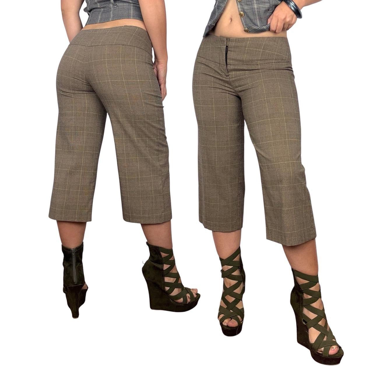 Brown Plaid Gaucho Capris (S)