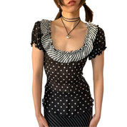 Y2K Polka Dot Blouse (M/L)