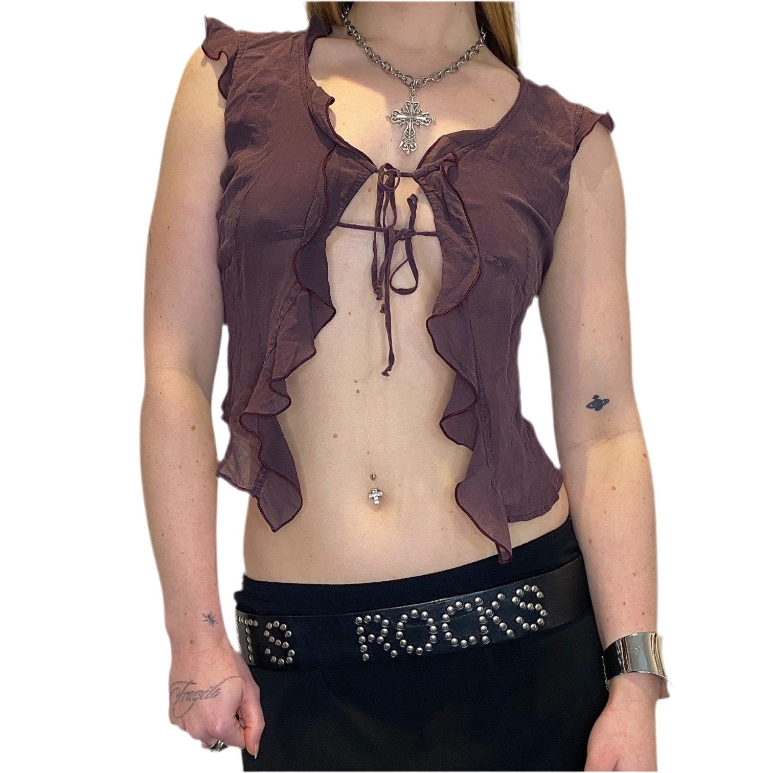 Vintage Karen Millen Sheer Tie Blouse (S)