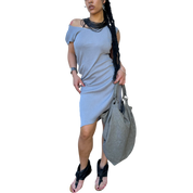 Vintage Avant Garde Asymmetrical Stretch Jersey Dress (M)