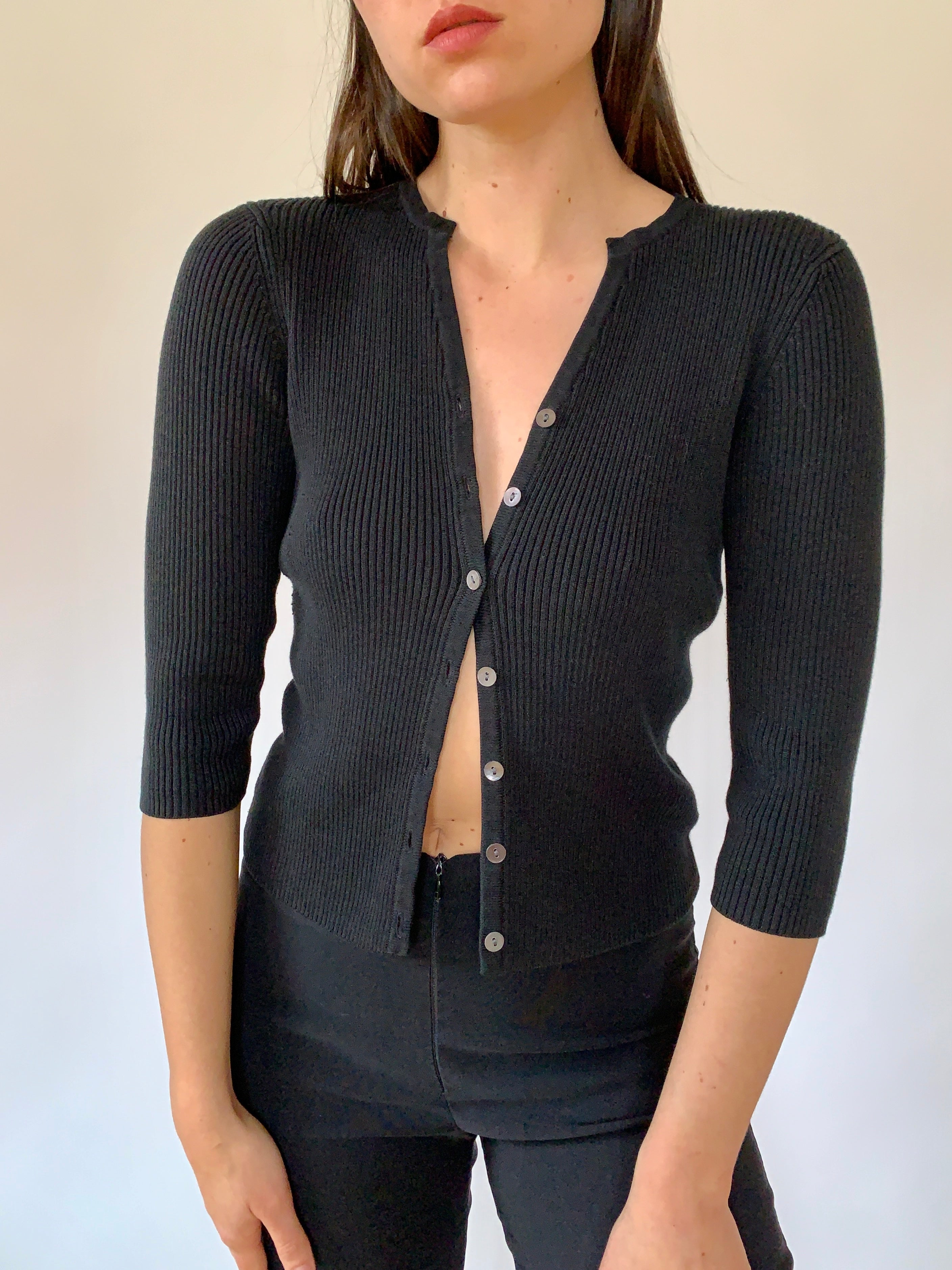 Vintage Ribbed Knit Cardi - Small