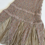 Zone Bleue Lace & Knot Drop Waist Skirt (XS/S)