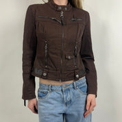 Vintage Brown Denim & Leather Jacket (S)