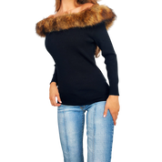 Faux Fur Off The Shoulder Sweater (M)