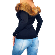 Faux Fur Off The Shoulder Sweater (M)