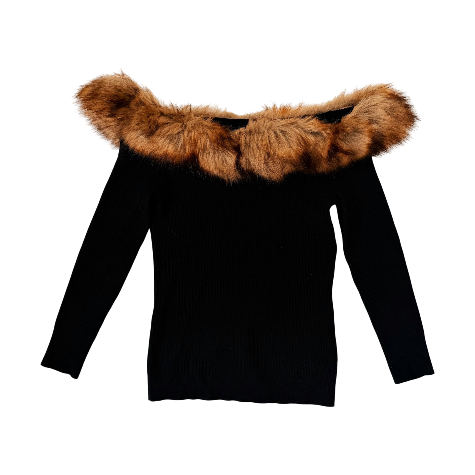 Faux Fur Off The Shoulder Sweater (M)