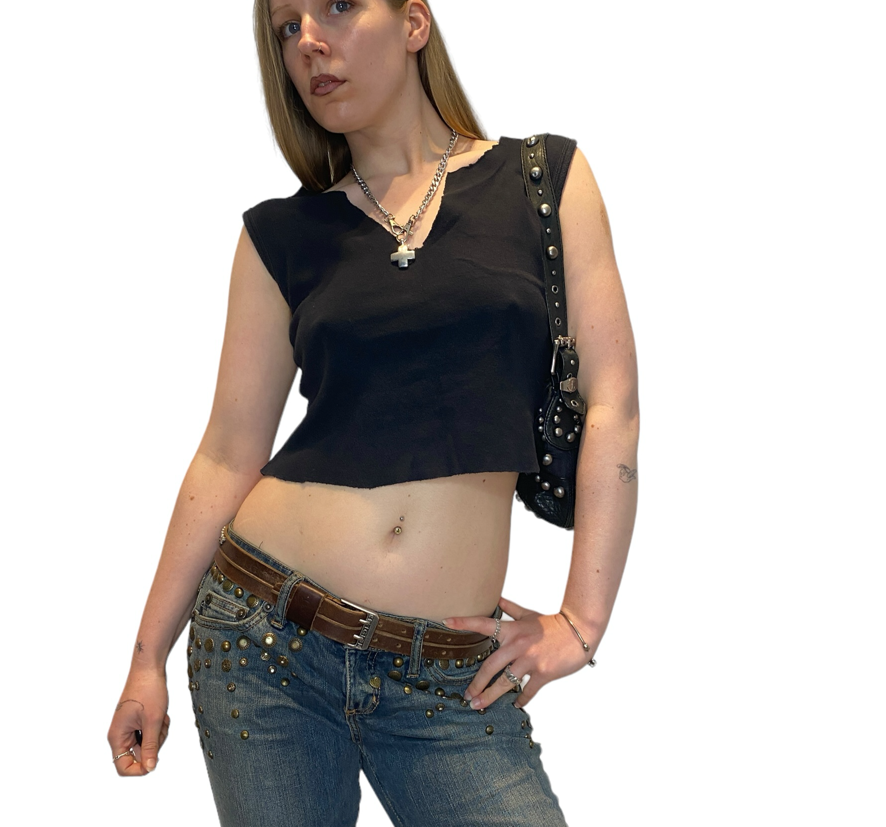 Y2K Angel Wing Graphic Print Sleeveless Vest (S)