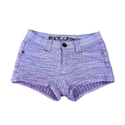 Lilac Ruched Denim Mini Shorts (XS)
