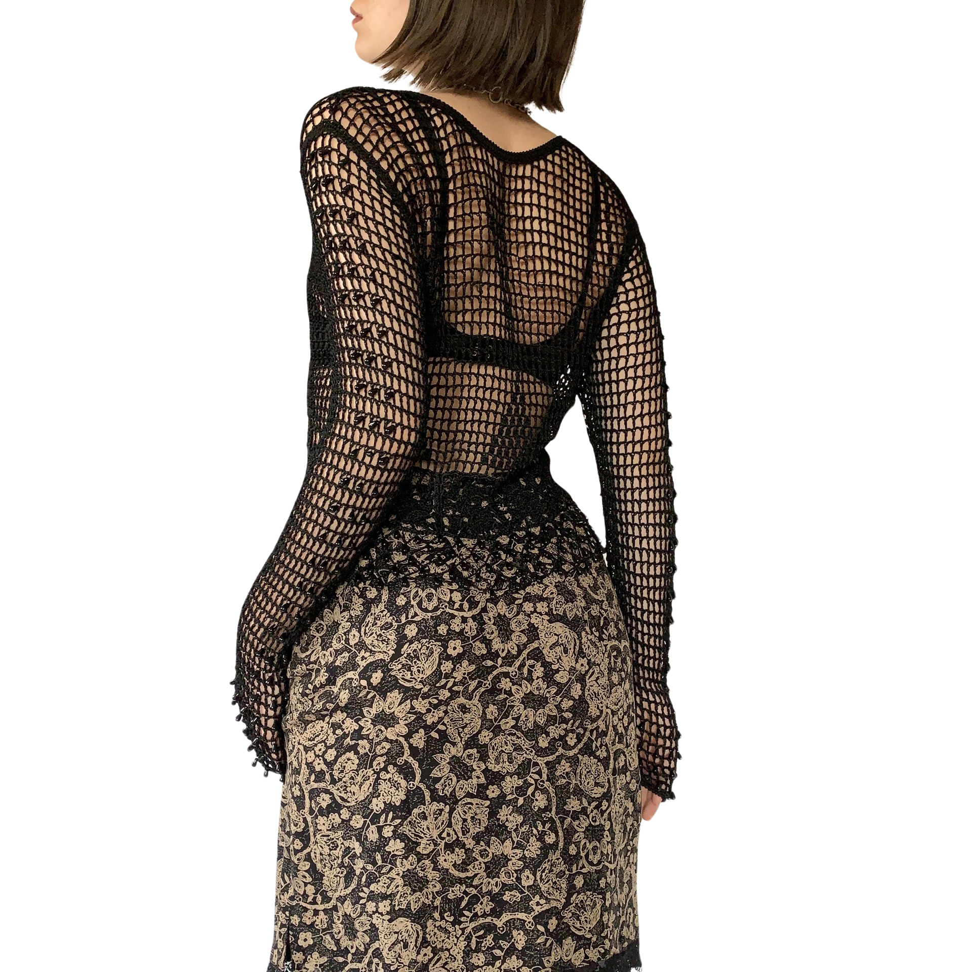 Vintage Beaded Crochet Top (S/M)