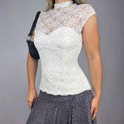 Embellished Lace High Neck Top (S)