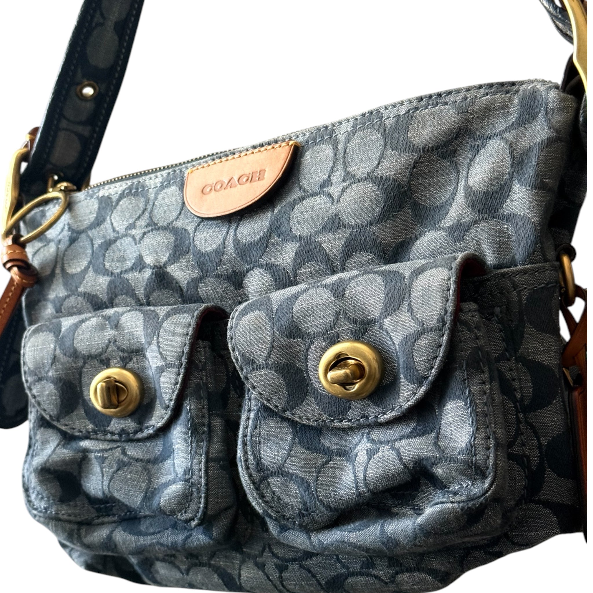 Coach signature chambray cargo shoulder bag