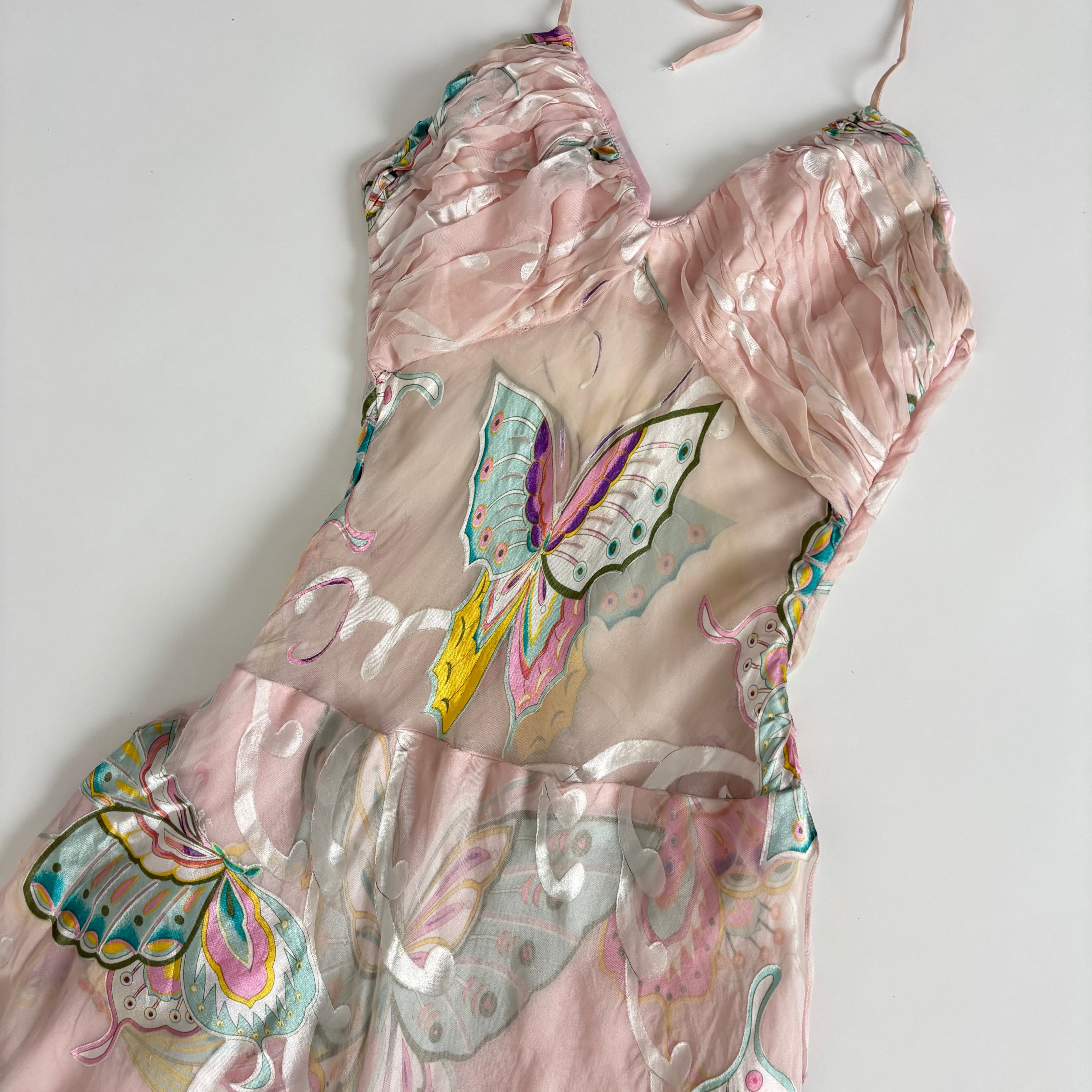 Silk Butterfly Halter Dress (S)