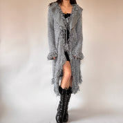 Y2K Ruffly Duster Cardigan (L)